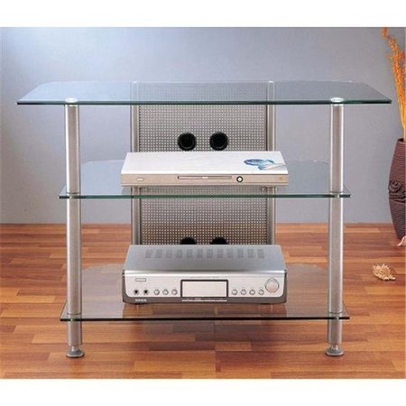 VTI MANUFACTURING VTI Manufacturing AGR37S 4 Silver Poles 3 Glass Shelves 37 in. LCD & TV Stand AGR37S